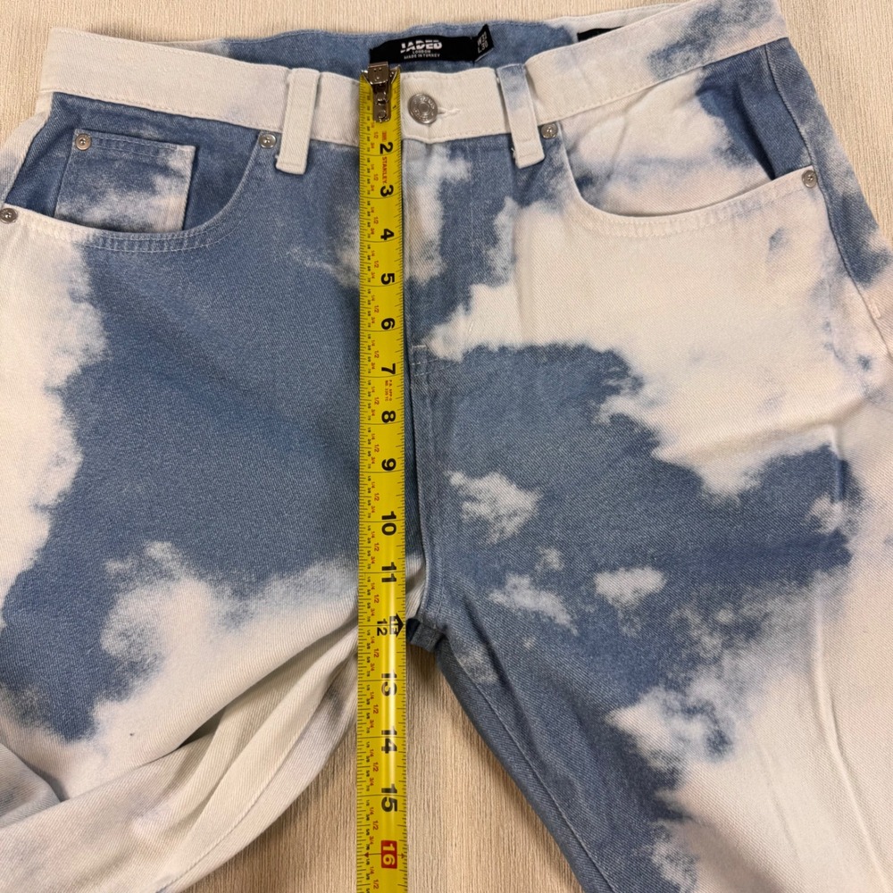 Jaded London Skate Fit Cloud Print Blue White Denim Jeans W32 L30 Dreamcore - Picture 11 of 11
